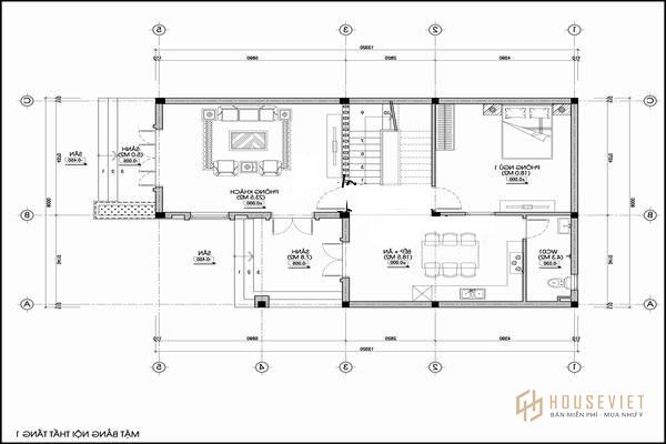 Mẫu nhà chữ L 2 tầng 100m2 mái bằng