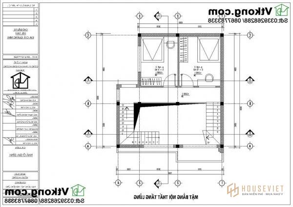 Mặt bằng tầng 2 nhà phố 3 tầng NP3T13