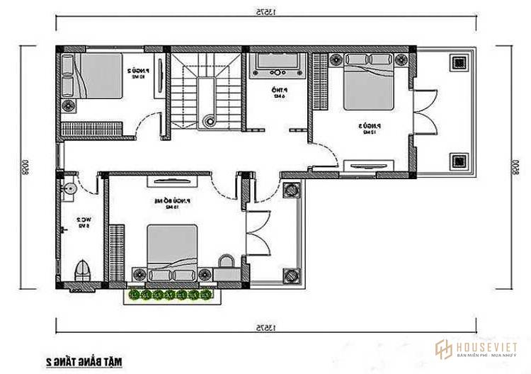 Mẫu nhà 2 tầng 4 phòng ngủ 80m2