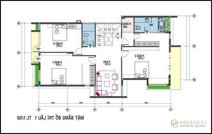 Mẫu nhà 2 tầng 4 phòng ngủ 80m2