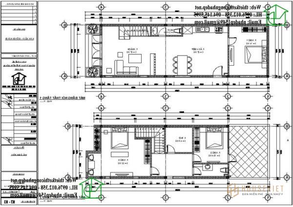         Bản vẽ CAD nhà phố 2 tầng số 3