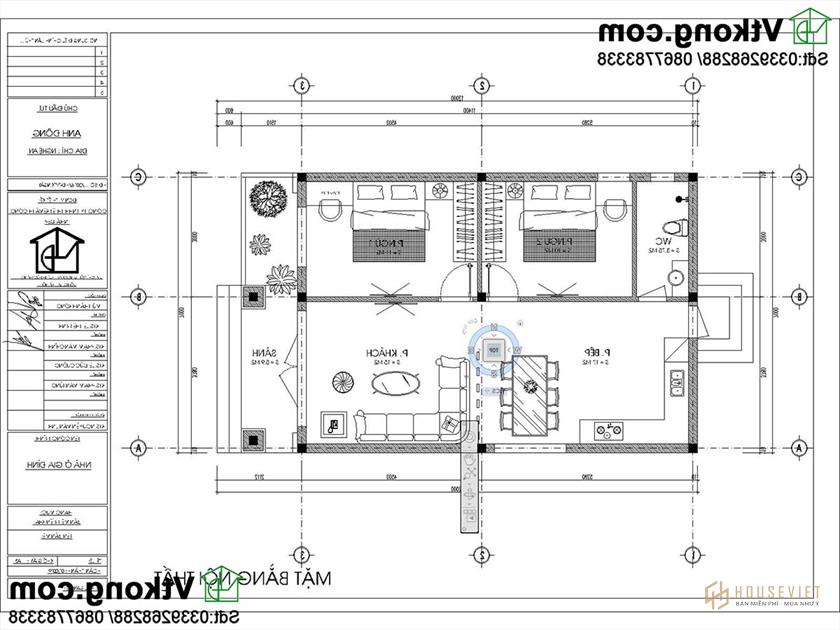 Mặt bằng công năng mẫu nhà cấp 4 70m2 ở nông thôn 350 triệu đồng