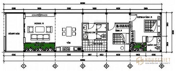 Bản vẽ nhà cấp 4 5x20m trệt 3 phòng ngủ