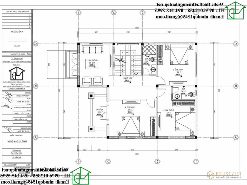 Mặt bằng bố trí nội thất tầng 2 NDBT3T18