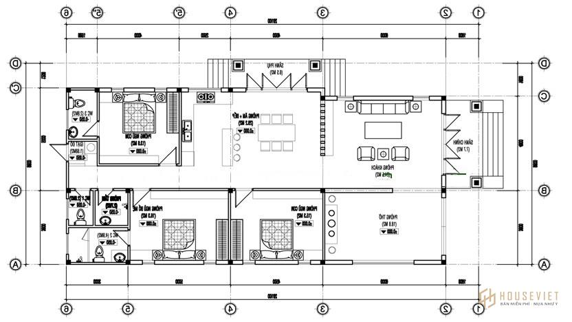 Mẫu nhà cấp 4 đường kính 9m