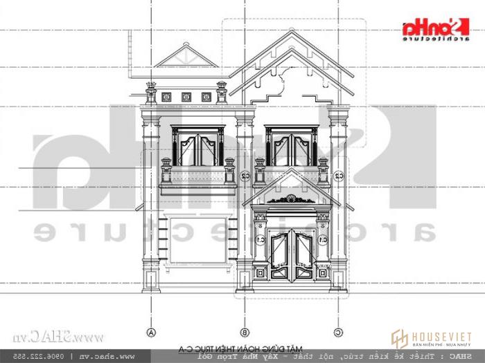 Mặt tiền biệt thự kiến ​​trúc pháp tại Tiên Lãng Hải Phòng sh btp 0095