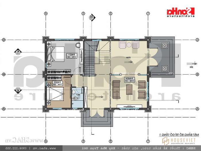 Mặt bằng tầng 1 biệt thự kiến ​​trúc pháp tại Tiên Lãng Hải Phòng sh btp 0095