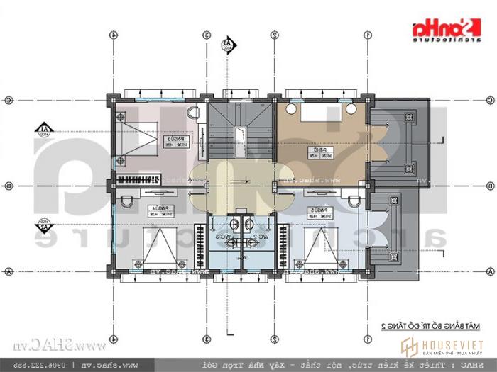 Mặt bằng tầng 2 biệt thự kiến ​​trúc pháp tại Tiên Lãng Hải Phòng sh btp 0095