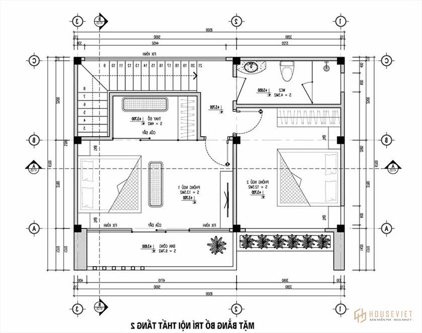 Mẫu nhà 2 tầng mặt tiền 9m