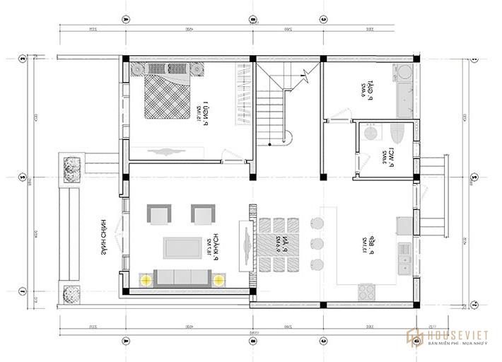 Mẫu nhà 2 tầng mặt tiền 9m