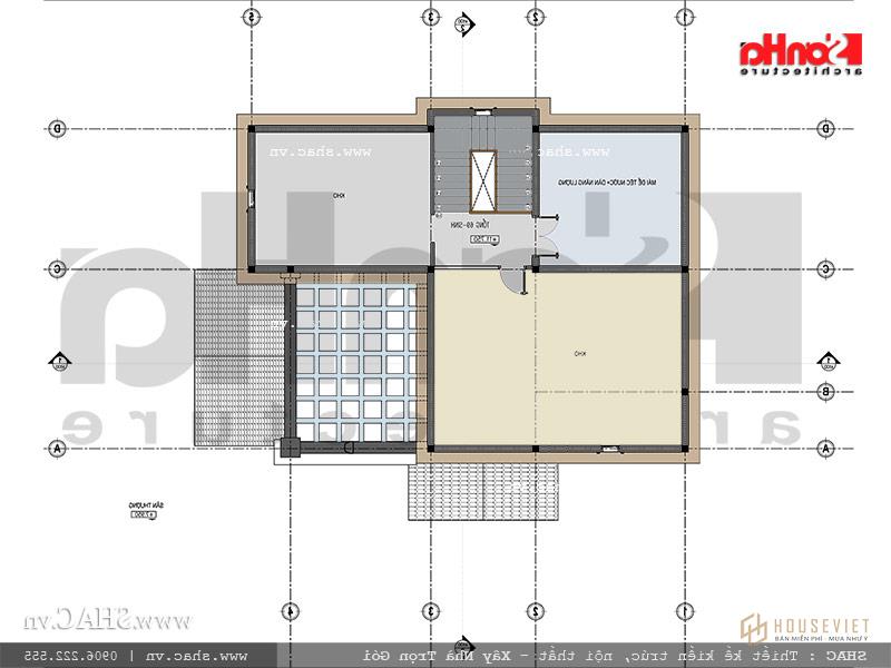 Mặt bằng thiết kế tầng áp mái biệt thự Pháp tại Ninh Bình
