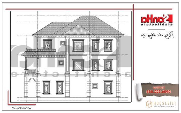 Mặt tiền ngang bên phải biệt thự tân cổ điển đẹp tại Quảng Bình sh btp 0099