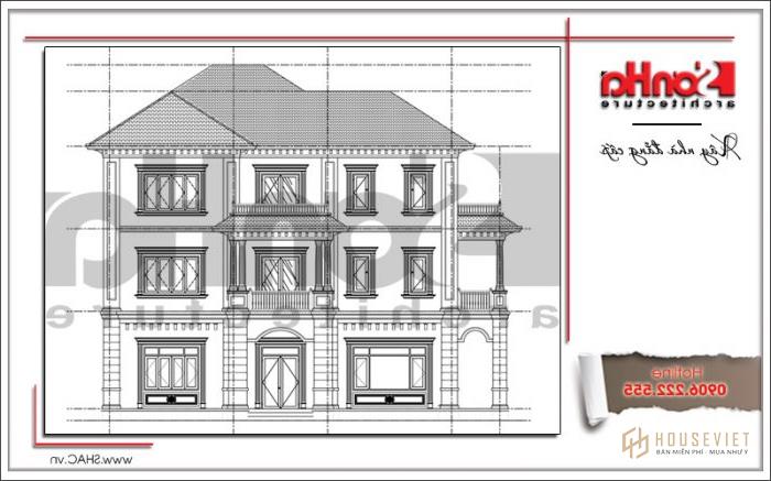 Mặt tiền ngang bên trái biệt thự tân cổ điển đẹp tại Quảng Bình sh btp 0099