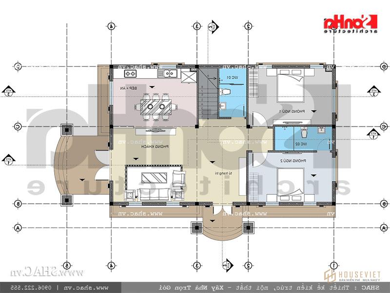 Bản vẽ mặt bằng tầng 1 biệt thự pháp đẹp