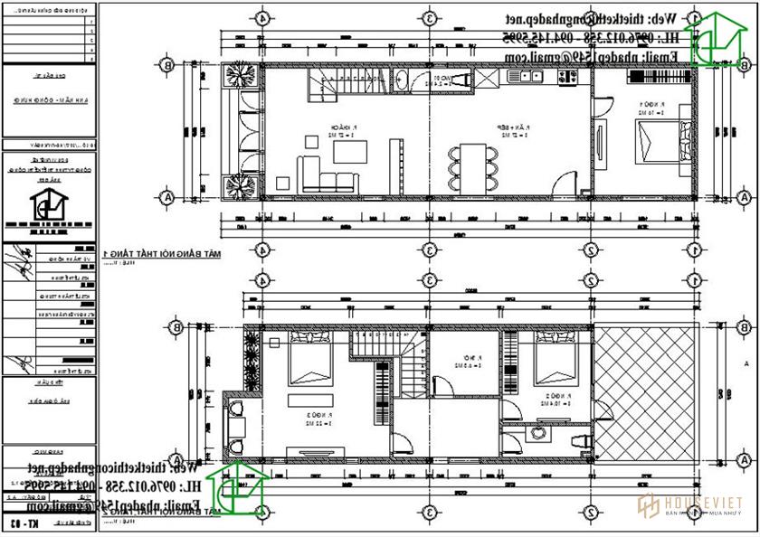 Bản vẽ thiết kế nhà phố 2 tầng 5x15m NDNP2T2