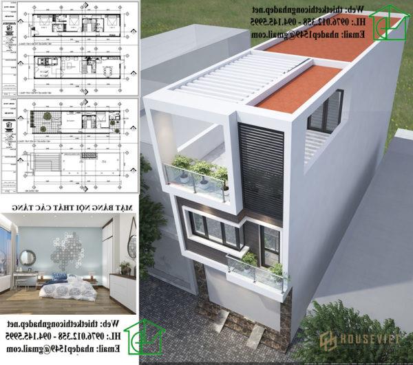 Mẫu thiết kế nhà phố 3 tầng NDNP3T8