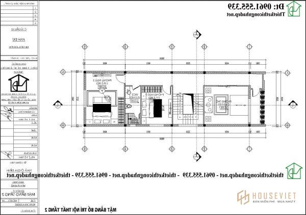 Phối cảnh nhà ống 2 tầng mái bằng 5x18m