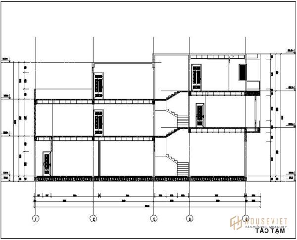 Mặt cắt mẫu nhà ống lệch tầng đẹp NDNP3T9