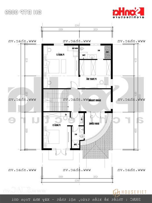 Bảng vẽ mặt bằng tầng 2 sh btp 0059