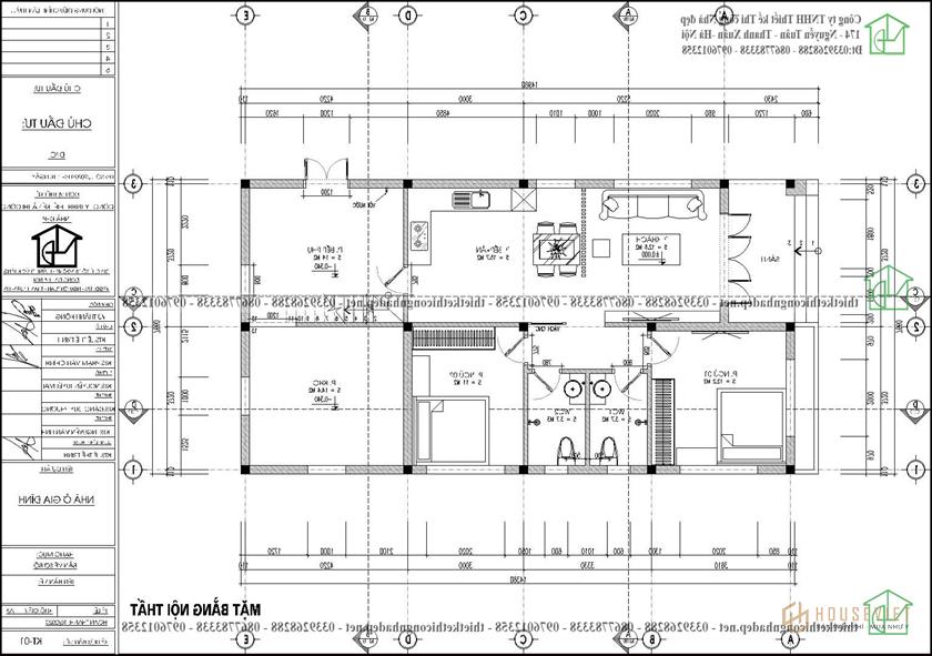 Bản vẽ mặt bằng nhà cấp 4 8x15m NDNC4163