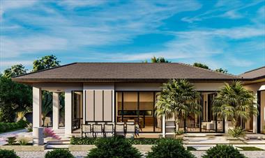 Mẫu biệt thự 1 tầng mái thái đẹp từ mọi góc nhìn