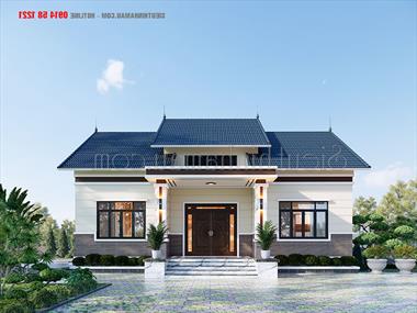 Bản vẽ thiết kế nhà cấp 4 1 tầng 2 phòng ngủ BT121422