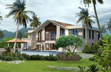 Biệt thự 2 tầng sang trọng mái dốc với kiến trúc sáng tạo