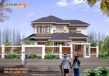 Mẫu nhà vườn mái thái 2 tầng đẹp hiện đại - MV1801