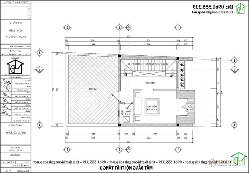 Mặt bằng công năng nội thất tầng 3 nhà ống 6x10m 3 tầng NDNP3T63