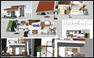 Bộ bản vẽ thiết kế xây nhà cấp 4 có gác xép 3 phòng ngủ HOT nhất năm 2021