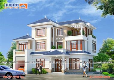 Mẫu nhà 3 tầng mái thái đẹp hiện đại - MV1622