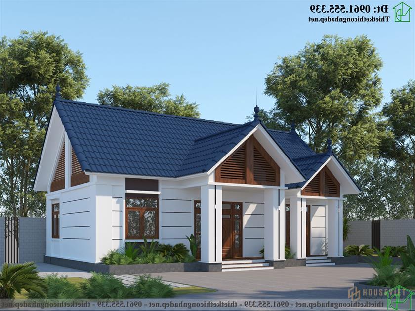 Mẫu thiết kế nhà cấp 4 2 phòng ngủ đẹp NDNC4166