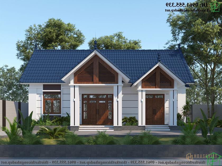 Thiết kế và thi công trọn gói nhà cấp 4 mái thái 2 phòng ngủ 13x11m NDNC4166