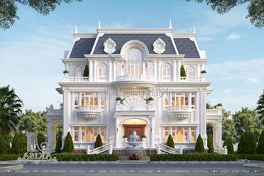 Thiết kế biệt thự tân cổ điển 3,5 tầng đẹp (TGĐ: Anh Thuận - Long An) BT32559