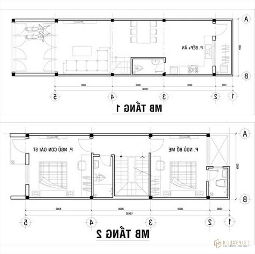 Công năng tầng 1 và tầng 2 Công năng tầng 1 và tầng 2