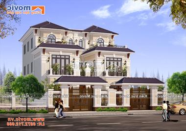 Mẫu nhà 3 tầng cổ điển kiểu Pháp đẹp sang trọng và cuốn hút - MV1813
