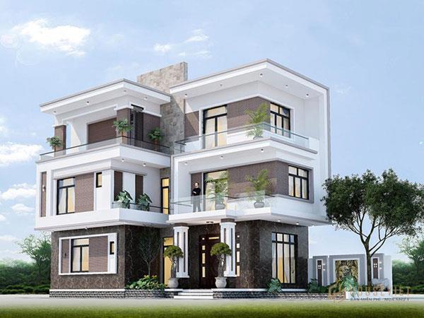 Mẫu thiết kế biệt thự 3 tầng hiện đại với đường nét cá tính, mạnh mẽ