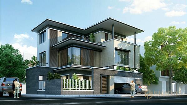 Thiết kế biệt thự 3 tầng đẹp mini mái bằng với vẻ đẹp tinh tế, hiện đại