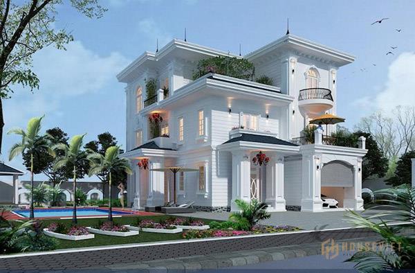 Biệt thự 3 tầng tân cổ điển tạo nên vẻ đẹp sang trọng, quyền lực