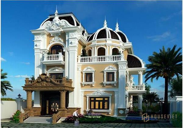 Mái vòm đặc trưng tạo nên mẫu biệt thự đẹp 3 tầng