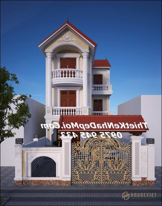 Mẫu nhà phố đẹp 1 trệt 2 lầu mặt tiền 7m