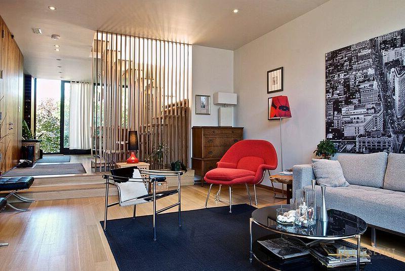 Phòng khách sáng tạo thiết kế gỗ