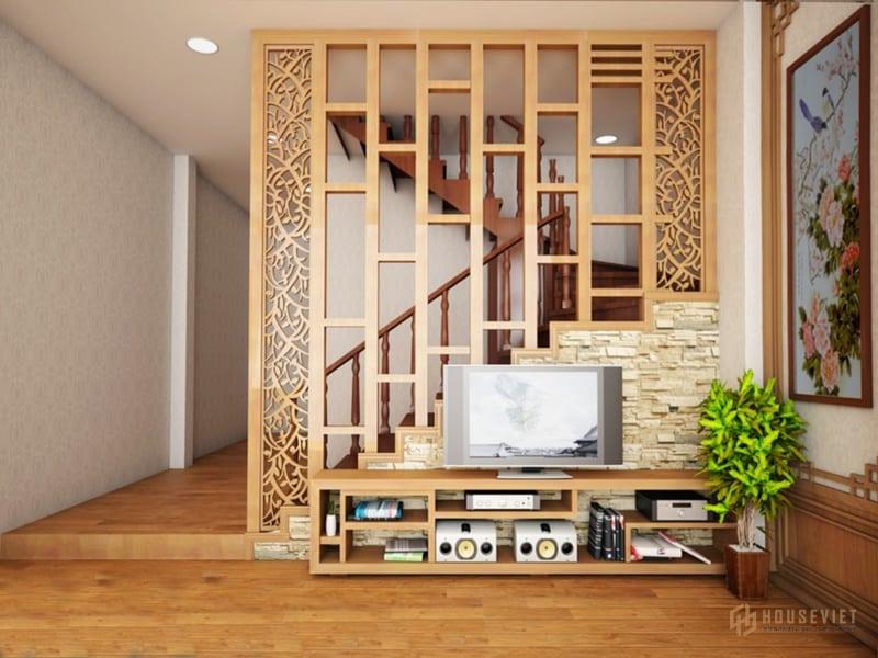 Phòng khách có vách ngăn phong thủy