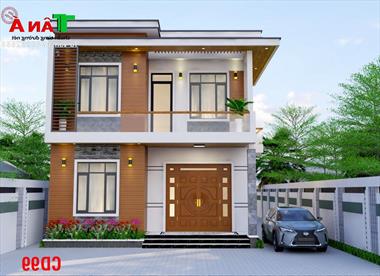 Nổi bật với mẫu nhà 2 tầng mái bằng hiện đại tại Kiến Xương, Thái Bình.  MS: CD99