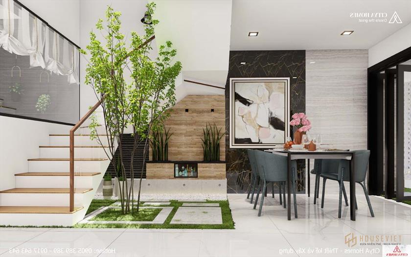 Giếng trời được bố trí diện tích hợp lý