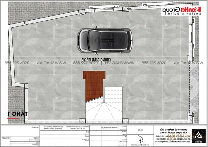 Biệt thự lâu đài mini 4 tầng 1 tum 90m2 sang trọng - SH BTLD 0042 4 Mặt bằng tầng 1 biệt thự lâu đài mini diện tích sàn 88,16m2 (7,6m x 11,6m) tại Hưng Yên