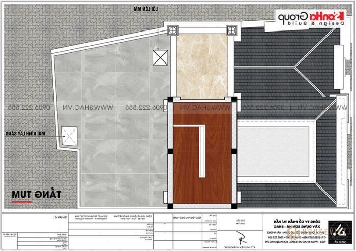 Biệt thự lâu đài mini 4 tầng 1 tum 90m2 sang trọng - SH BTLD 0042 8 Bản vẽ mặt bằng biệt thự lâu đài mini diện tích sàn 88,16m2 (7,6m x 11,6m) tại Hưng Yên