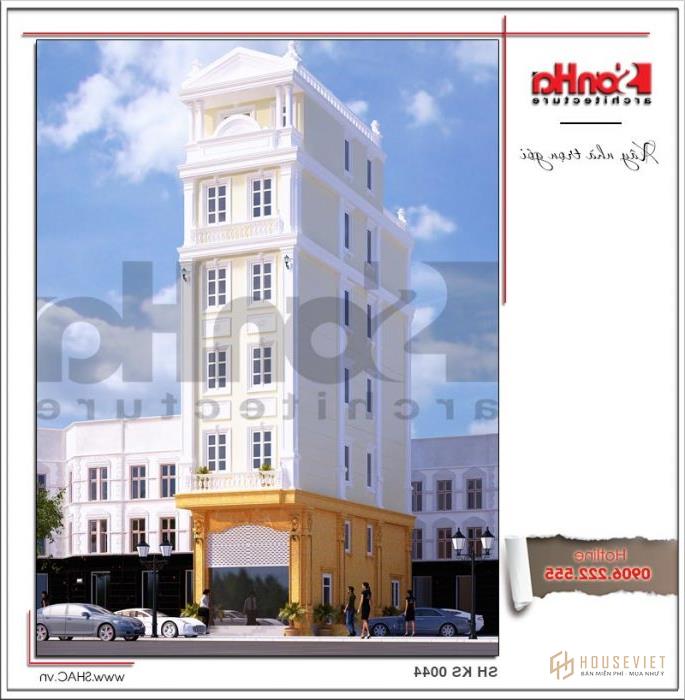 Mẫu thiết kế khách sạn mini tân cổ điển kiểu Pháp tại Quảng Ninh - SH KS 0044 1 1 Thiết kế kiến trúc khách sạn mini tại Quảng Ninh sh ks 0044