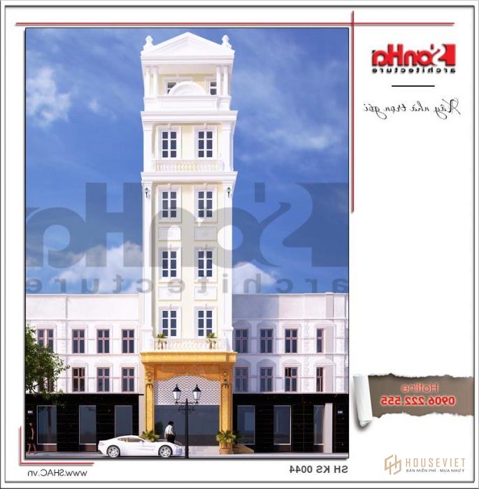 Mẫu thiết kế khách sạn mini tân cổ điển kiểu Pháp tại Quảng Ninh - SH KS 0044 18 2 Mẫu kiến trúc mặt tiền khách sạn mini tại Quảng Ninh sh ks 0044