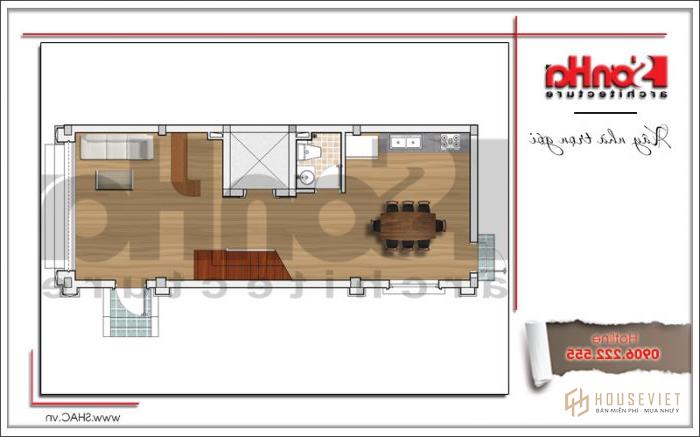 Mẫu thiết kế khách sạn mini tân cổ điển kiểu Pháp tại Quảng Ninh - SH KS 0044 19 3 công năng tầng trệt 1 khách sạn mini tại Quảng Ninh sh ks 0044